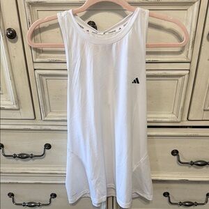 adidas White Athletic Sleeveless Tank with Black Logo